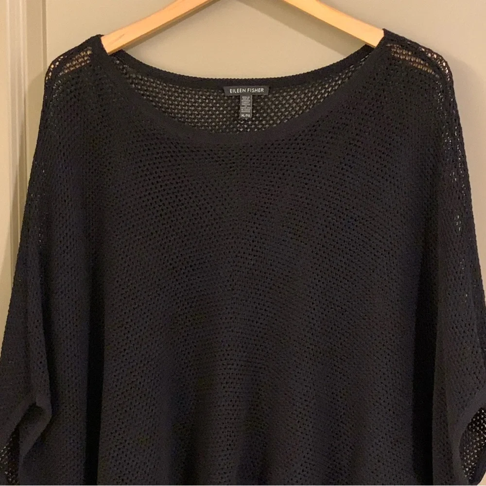 Eileen Fisher Open Stitch Organic Cotton Oversized Semi-Sheer Sweater Size XL - Picture 6 of 13